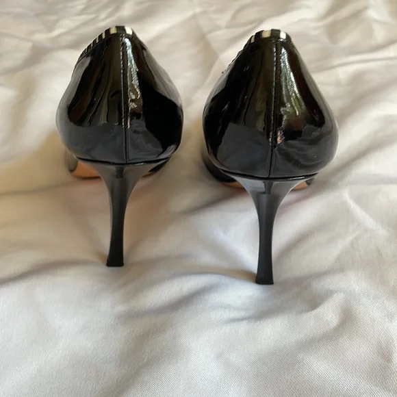 Kate Spade Black with White Trim Accent Patent High Heels Pumps - Picture 5 of 15